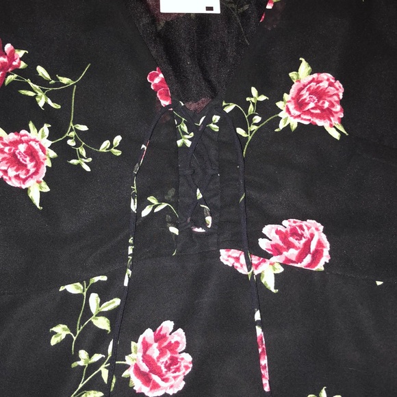 SOLD NWT Corset LaceUp Floral Blouse - Picture 6 of 10